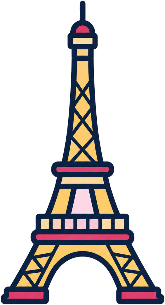 Gouache illustration of the Eiffel Tower
