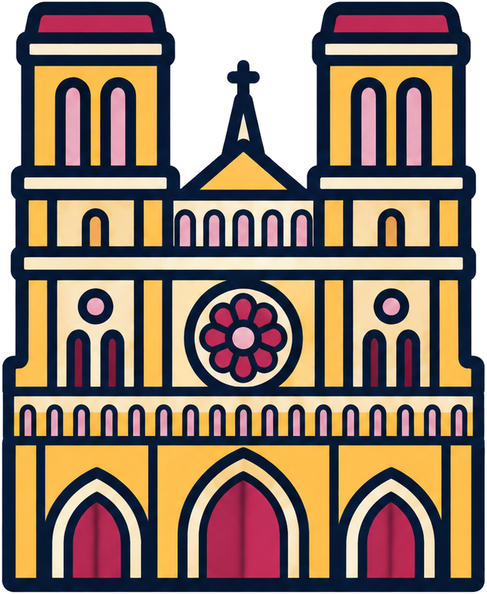Gouache illustration of Notre-Dame de Paris